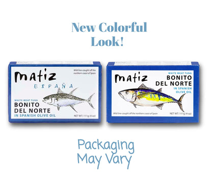 Matiz España Bonito Del Norte, 4 Ounce, White Meat Tuna in Olive Oil (12 Tins)
