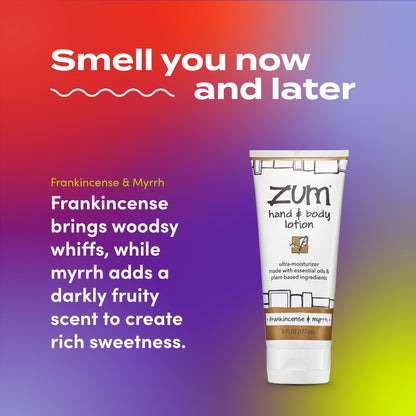 Indigo Wild Zum Hand & Body Lotion - Natural Hand Lotion for Dry Hands - Body Lotion for Women & Men - Body Moisturizers Include Shea Butter, Jojoba Oil & More - Frankincense & Myrrh Scent - 6 fl oz