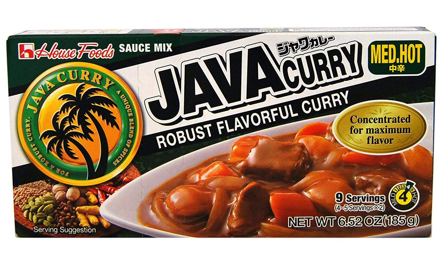 House Foods Java Curry Medium Hot 6.52oz, 2 Pack