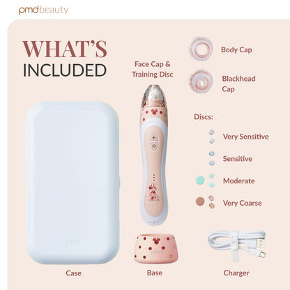 PMD Beauty x Disney Minnie Mouse Personal Microderm Elite Pro-At-Home Microdermabrasion Machine for Face and Body-Exfoliating Crystals & Vacuum Suction for Fresh & Radiant Skin-TruTier Technology