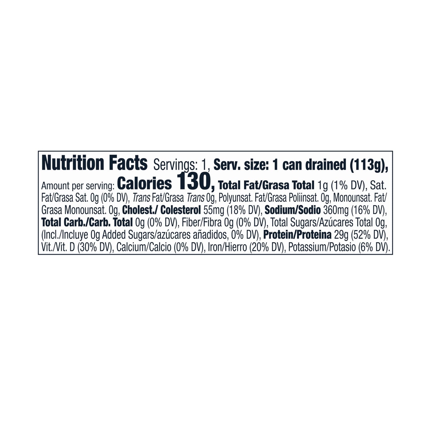 Van Camp's Seafood Solid Light Yellowfin Tuna in Water, 5 oz. Can (Pack of 48), Wild Caught Canned Tuna
