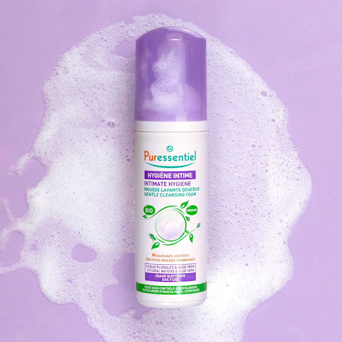 Puressentiel Feminine Wash Ph Balance Vaginial Gentle Cleansing Foam for Womens Hygiene 99.6% Natural Origin Organic Vegan EcoCertified Made in France fl oz, Unscented, 5.5 Ounce