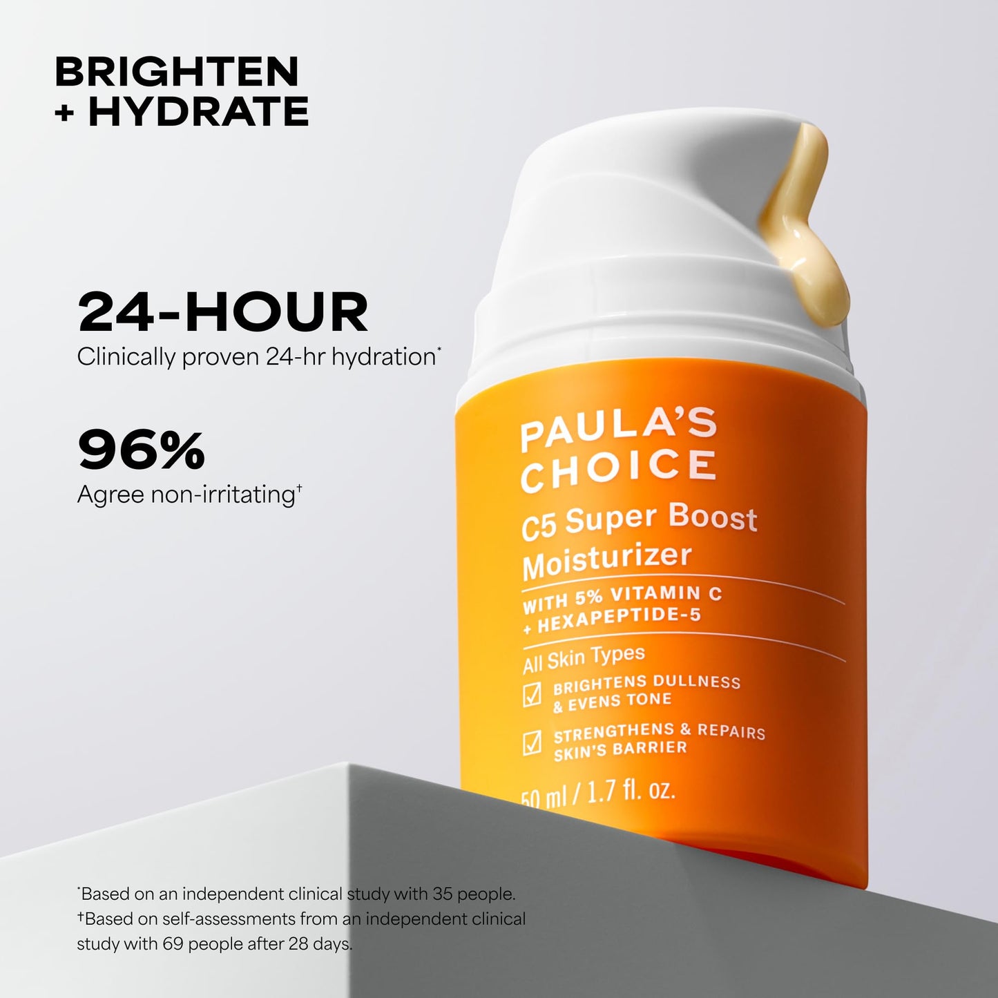 Paula's Choice C5 Super Boost Face Moisturizer with 5% Vitamin C & Squalane, Daily Face Lotion for Discoloration, Uneven Tone, Fine Lines & Breakout-Prone Skin, Fragrance-Free