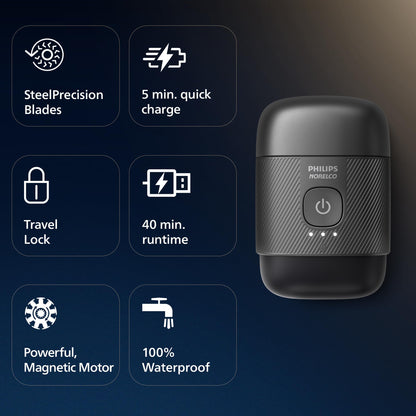 Philips Norelco Shaver 500 Series - Compact Electric Shaver, Lift & Cut System, SteelPrecision Blades, 3D Floating Heads, Wet & Dry Shave, Travel Case, Travel Lock, Magnetic Cap, Model S591/94