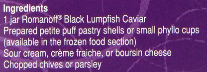 Romanoff Caviar Black Lumpfish, 2 oz, Whole