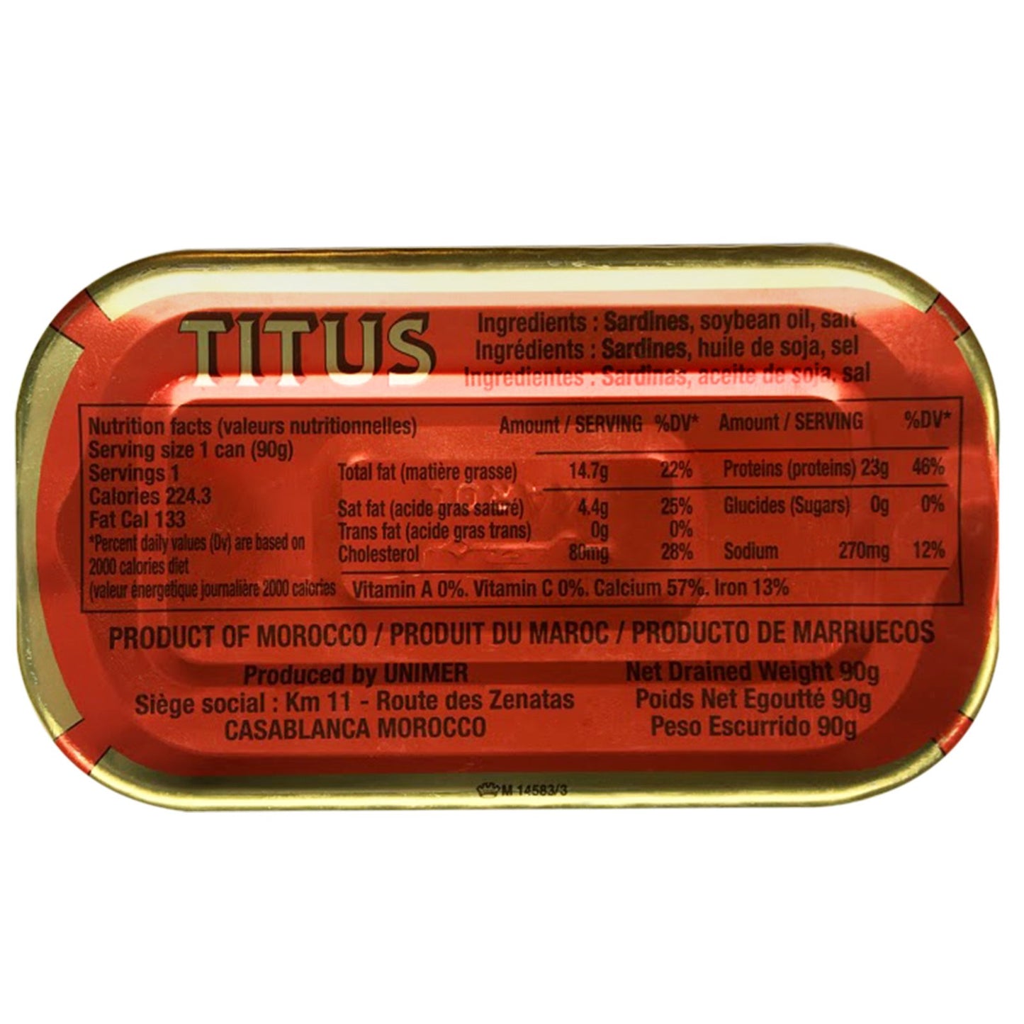 Univer TITUS Meaty Sardines Enveloped in Soybean Oil, Source of Omega-3 Fatty Acids, Pack of 12