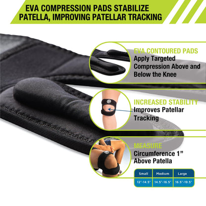 Pro-Tec X-Trac Dual Strap Knee Support, Quadriceps and Patellar Tendon Strap, Knee Brace, Compression Straps, Knee & Joint Support, Tendinitis, Chondromalacia, Adjustable, Easy to Use