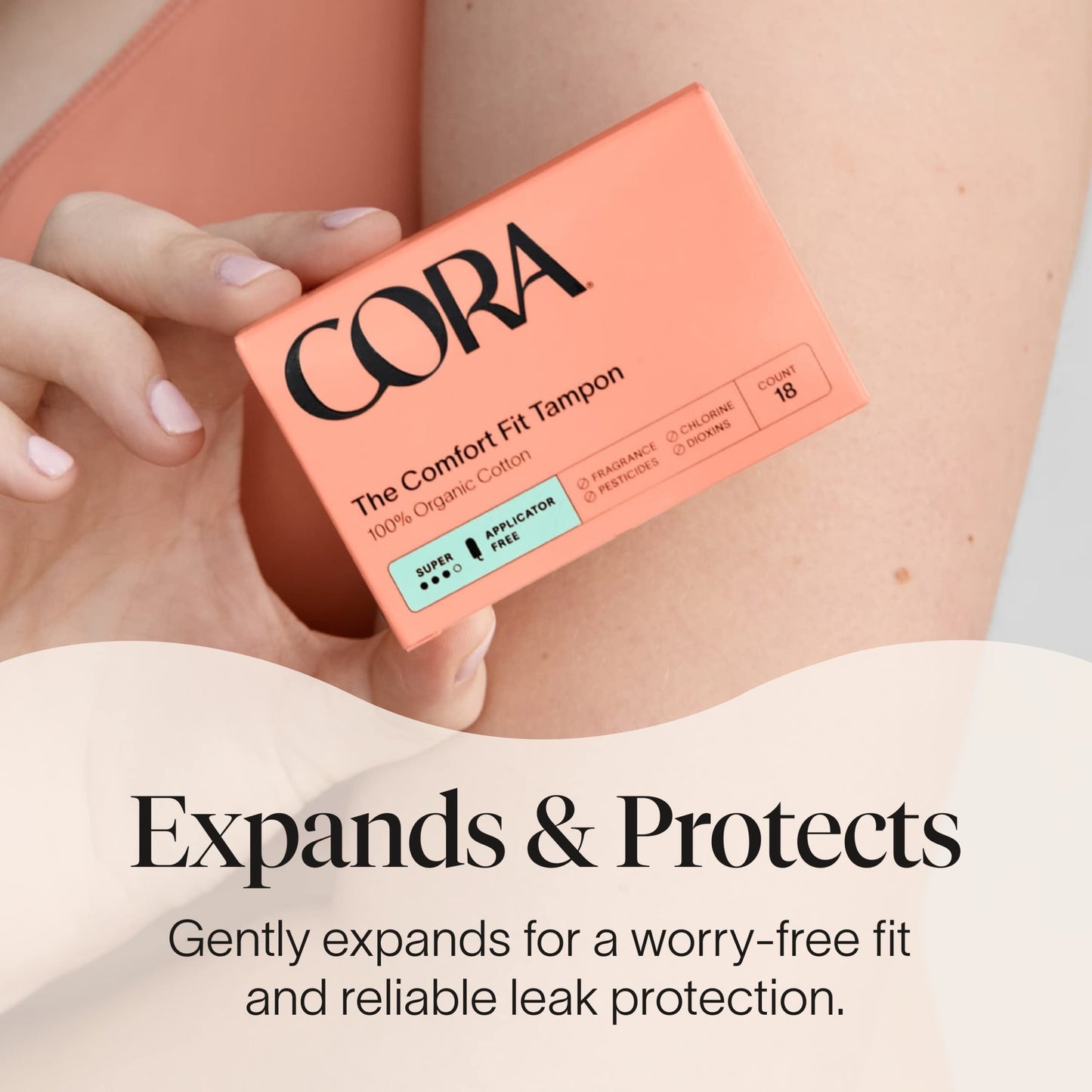 Cora 100% Organic Cotton Non-Applicator Tampons | Ultra-Absorbent, Unscented, Natural, Non-Toxic | Eco-Conscious | 90 Total (54 R/S/S+ & 36 Light Tampons)