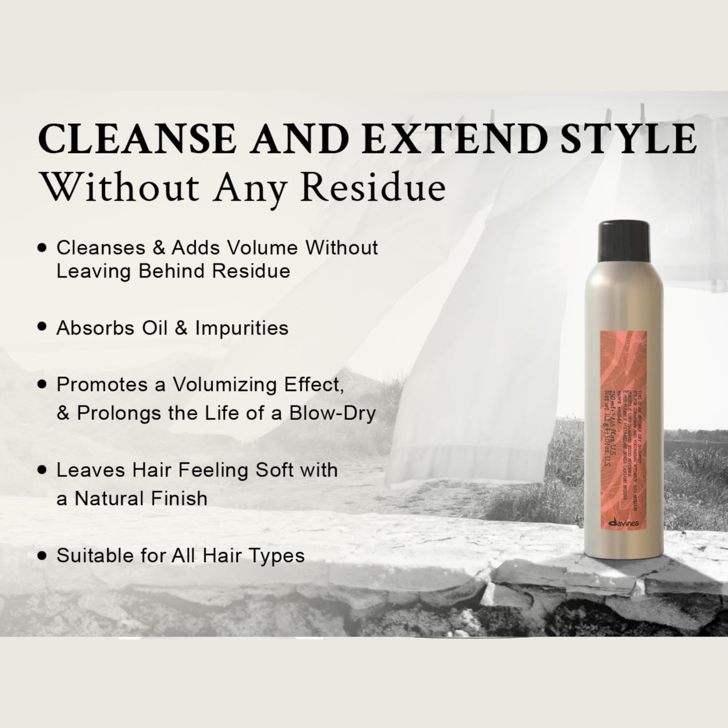 Davines This Is An Invisible Dry Shampoo, Residue-Free Cleansing And Volumizing Formula, Absorbs Oil With A Soft And Natural Finish, Vanilla And Grapefruit Scented
