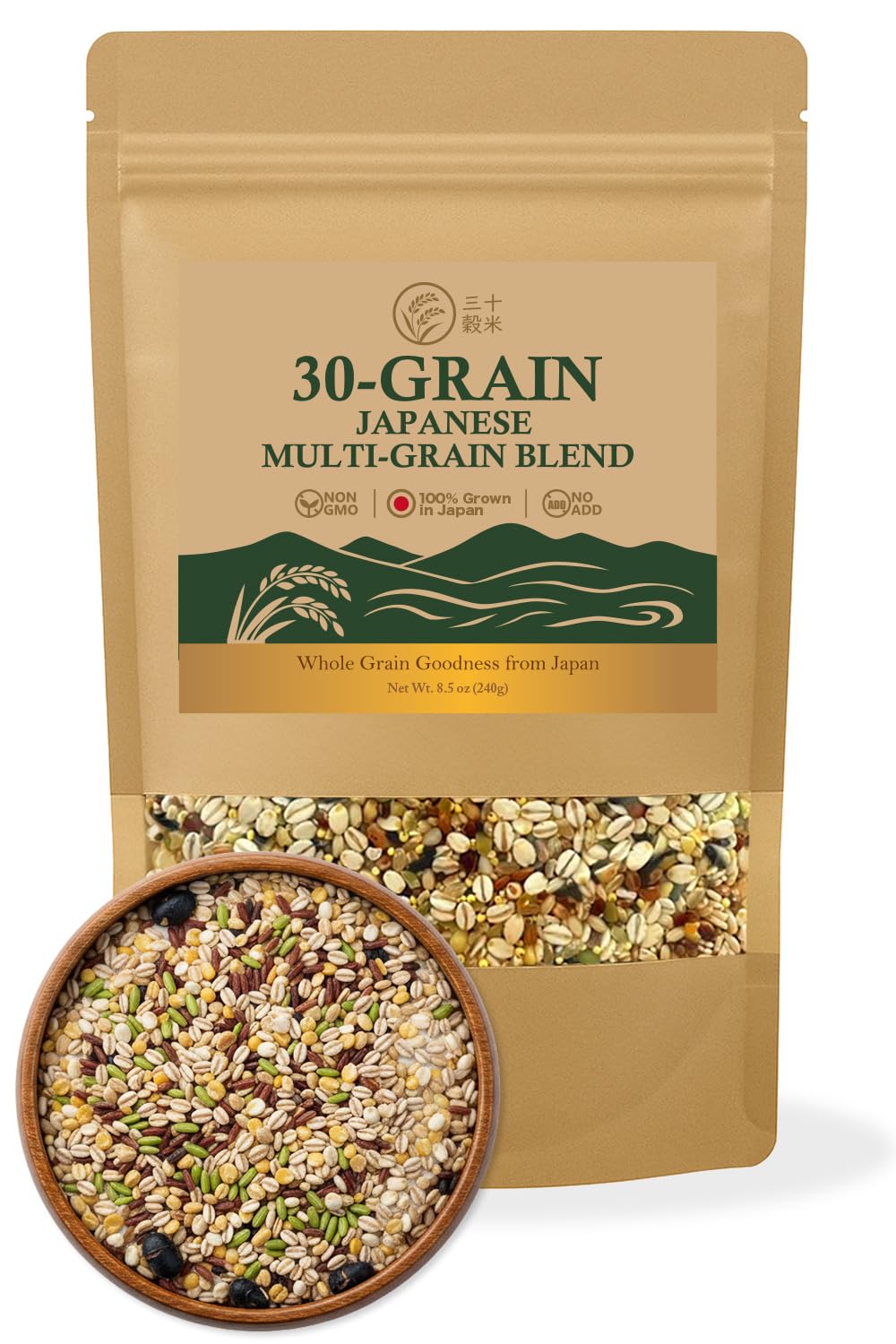 30-Grain Multigrain Rice Mix from Japan – Mixed Grains Blend with Barley, Beans & Sesame for Buddha Bowls & Burritos, Whole Grains, Non-GMO, High Fiber, Just Mix with White Rice, Easy to Cook (240g)