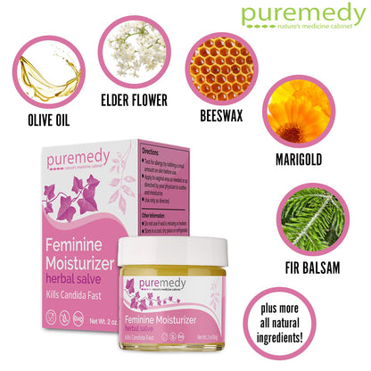 Puremedy - Feminine Herbal Salve - All-Natural Moisturizing Comfort Balm with Calendula & Elder Flower for Feminine Wellness, 1oz