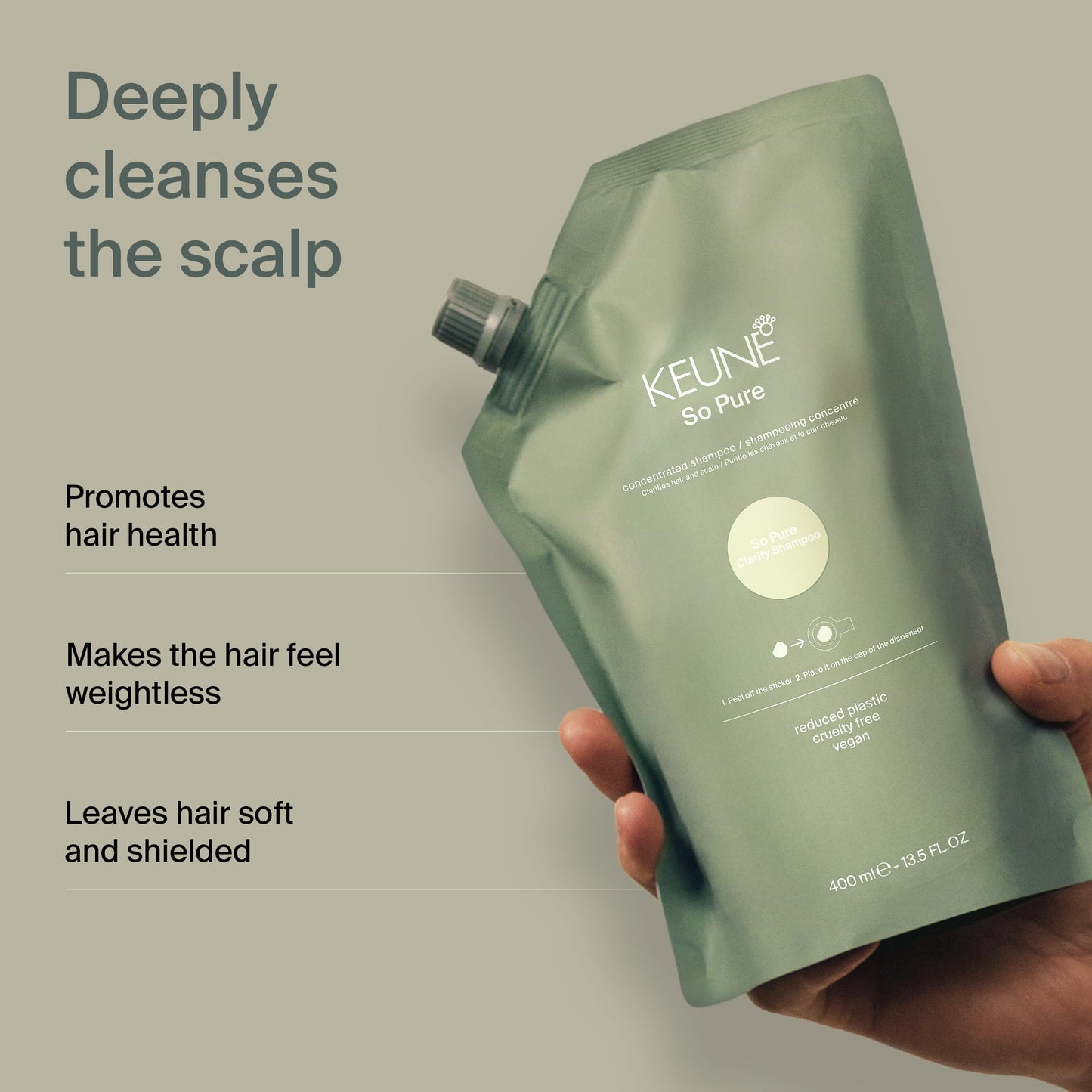 Keune So Pure Clarify Shampoo Refill, Deep Cleansing and Detoxifying Formula, 13.5 Fl Oz