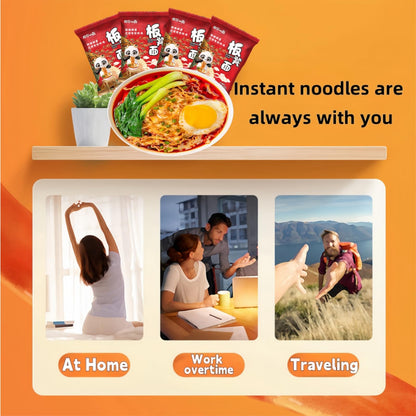 Chili Crisp Sliced Ramen Noodles - Asian Non-fried Sun-Dried Wavy Knife Cut Noodle, Sichuan Red Oil Spicy Instant Wide Ramen Snacks Food, Soup or Dry Noodles Can Be Used (Pack of 4)