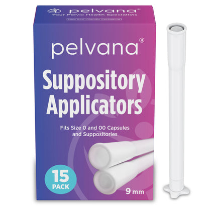Pelvana Vaginal Suppository Applicators for Women - 15 Individually Wrapped Sterile Applicators, Fits Size 0 & 00 Capsules, Pills, Tablets up to 9mm - Disposable, Rounded Edges, Easy-Grip Handle