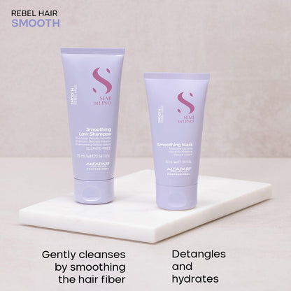Alfaparf Milano Semi di Lino Smooth Travel Size Shampoo and Hair Mask Set for Frizzy Hair - Straightens Rebel Hair - Smoothing Hair Products