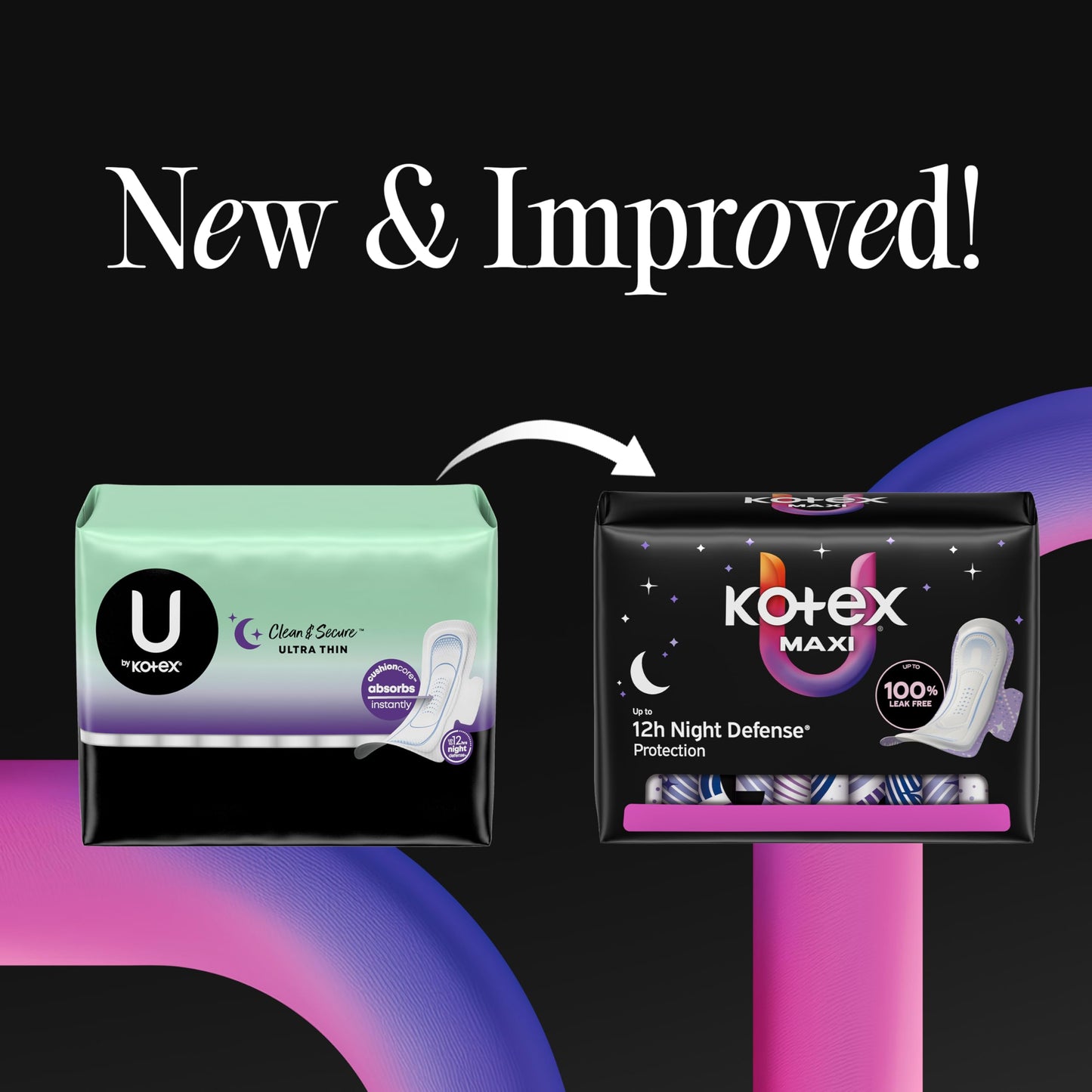 Kotex Overnight Maxi Pads with Wings, Extra Heavy Absorbency, 28 Count (Packaging May Vary)