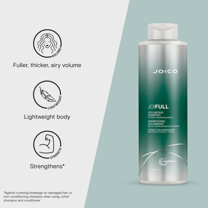 Joico JoiFULL Volumizing Shampoo | For Fine, Thin Hair | Add Instant Body | Long-Lasting Fullness | For Thicker Bouncier Hair | Boost Shine | With Lotus Flower & Bamboo Extract