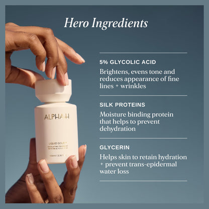 Alpha-H Liquid Gold Exfoliating Treatment 5% Glycolic Acid 100ml - Brighten, Even Tone, Smooth Texture, Reduce Appearance of Fine Lines - At-Home Skin Renewal for All Skin Types