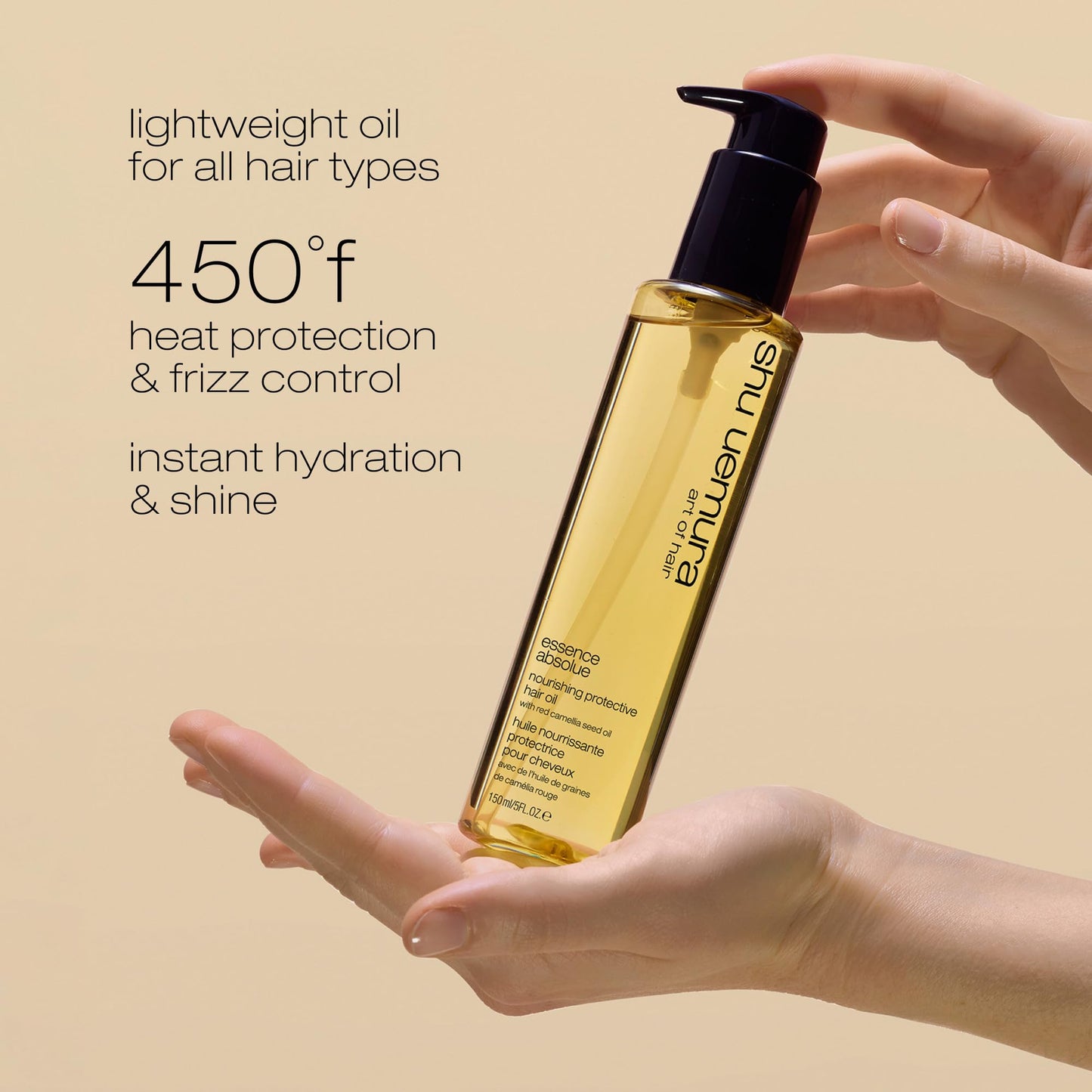shu uemura art of hair Essence Absolue Nourishing Protective Hair Oil - Lightweight Multi-Benefit, Hydrates, Adds Shine, and Reduces Frizz with Heat Protection, With Japanese Camellia Oil