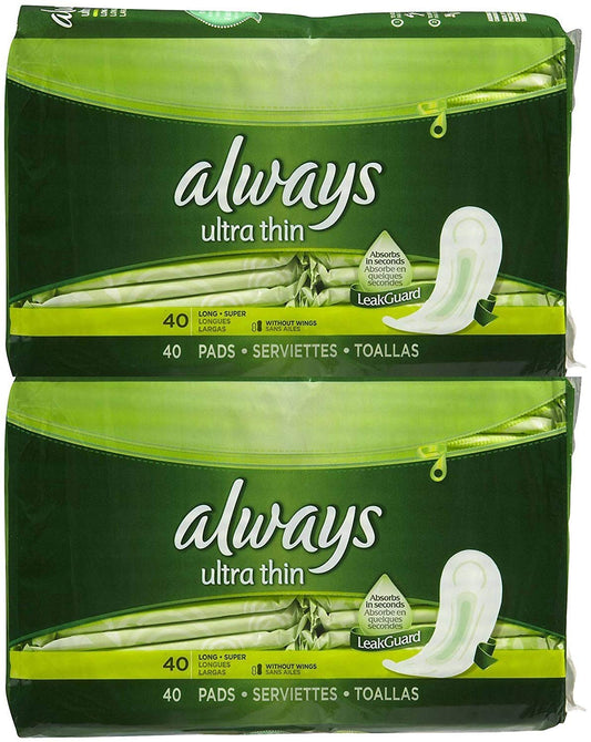 Always Ultra Thin Pads, Super Long, 40/Pack, 6 Packs/Ct (PGC32494)
