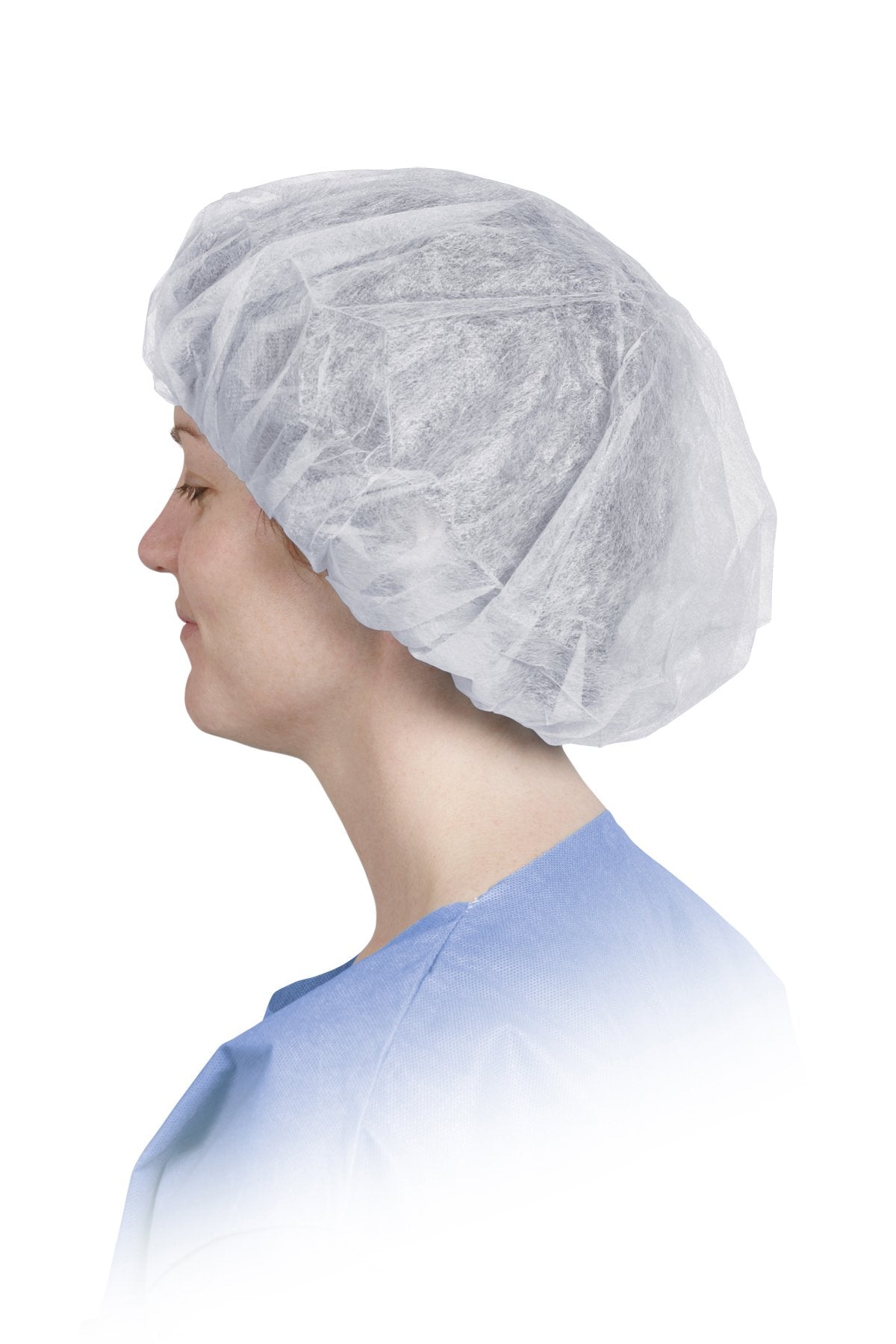 Medline Single-Ply Spunbond Polypropylene Bouffant Caps, 24 Inches Diameter, White, Comfortable and Breathable, Case of 1000 Each