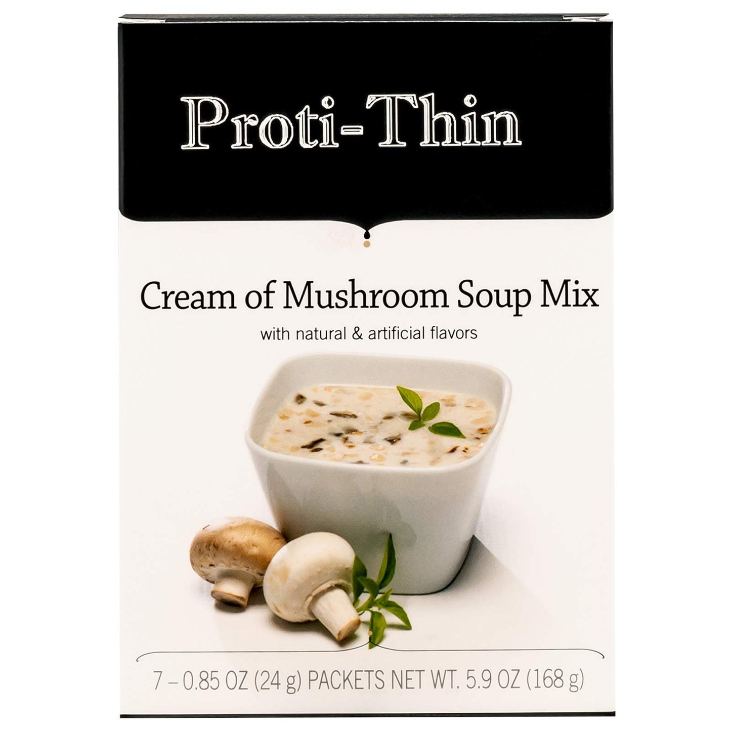 Proti-Thin Keto Cream of Mushroom Soup – High Protein (15g), Low Carb, Low Calorie, Gluten-Free, Instant Healthy Diet Soup Mix,1 Pack of 7 Servings