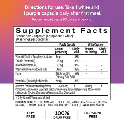 Amberen Perimenopause, Peri-Menopause Multi-Symptom Relief, Vitamin B, Vitamin E & Antioxidants Supplement, Helps Support Hormone Balance, Hot Flashes & Night Sweats, Supplements for Women, 180 Count