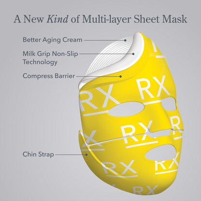 Beekman 1802 Milk RX Advanced Better Aging Collagen Face Mask – Hydrating Sheet Mask for Firming & Glass Skin, Goat Milk Barrier Support, Single Use