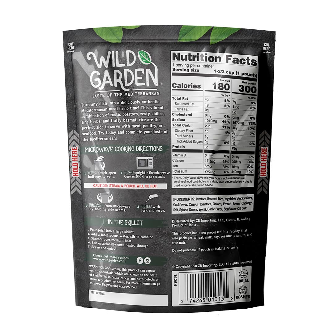 Wild Garden Heat and Serve Pilaf, Rice & Potato, Fully Cooked, Ready to Eat, Microwavable, 8.8 oz