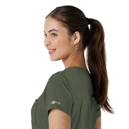 Carhartt Scrubs for Women Force Cross-Flex Tuck-in V-Neck Tops with 1 Pocket Olive