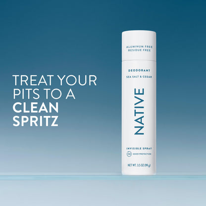 Native Deodorant & Body Spray, Sea Salt & Cedar, 72-Hour Odor Protection for Underarms & Body, Aluminum Free, Dries Instantly, 3.5 oz
