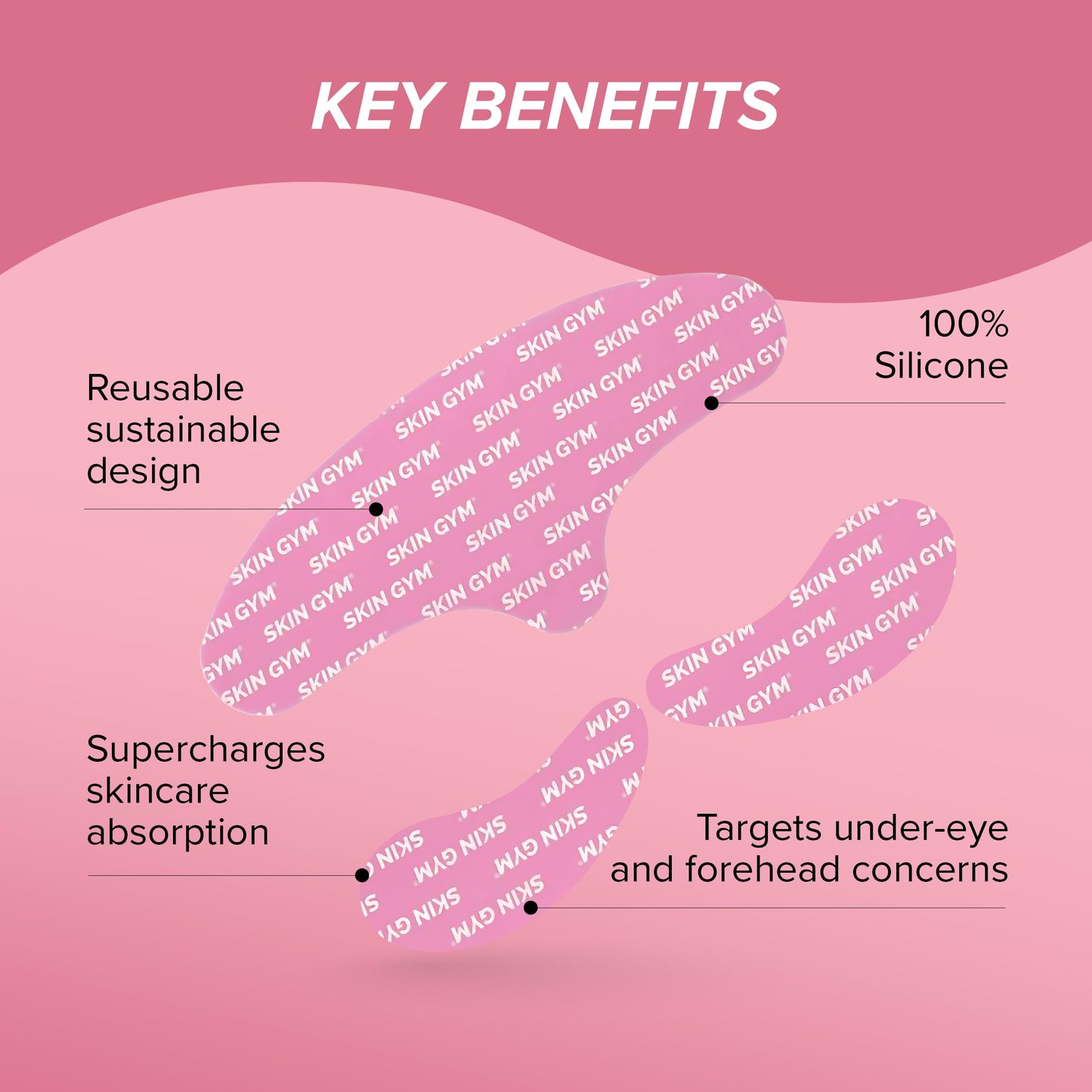 SKIN GYM Eye Kit Re-Usable Mask Collection, Silicone Masks for Under-Eye Hydration, Set of 3
