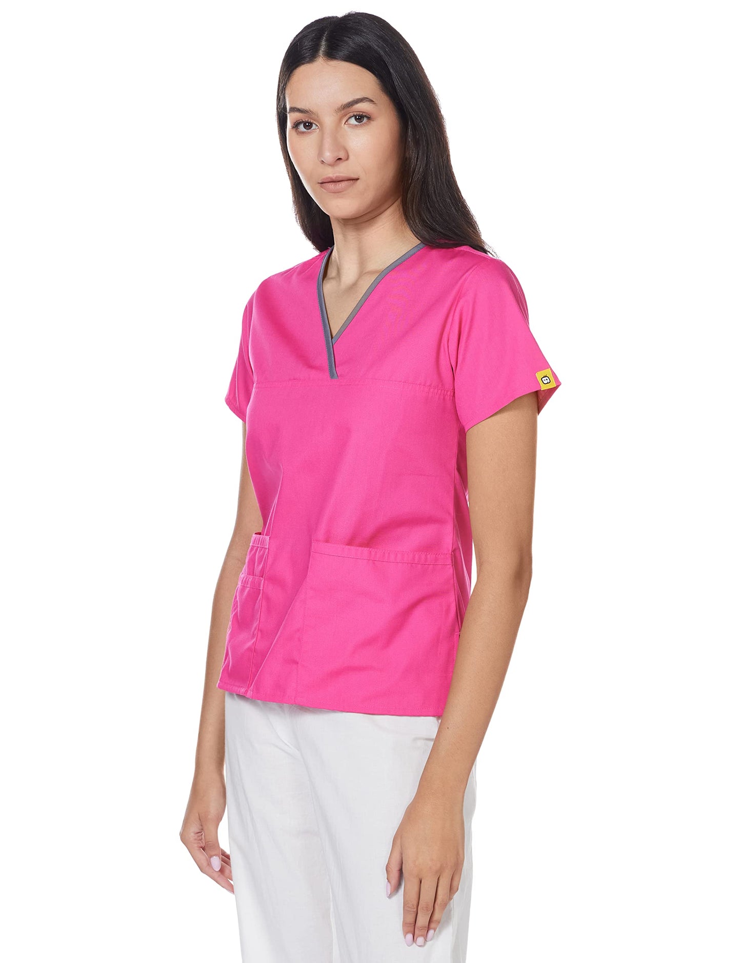 WonderWink Women's Scrubs Charlie 5 Pocket Y-Neck Wrap Top, Hot Pink, XX-Large