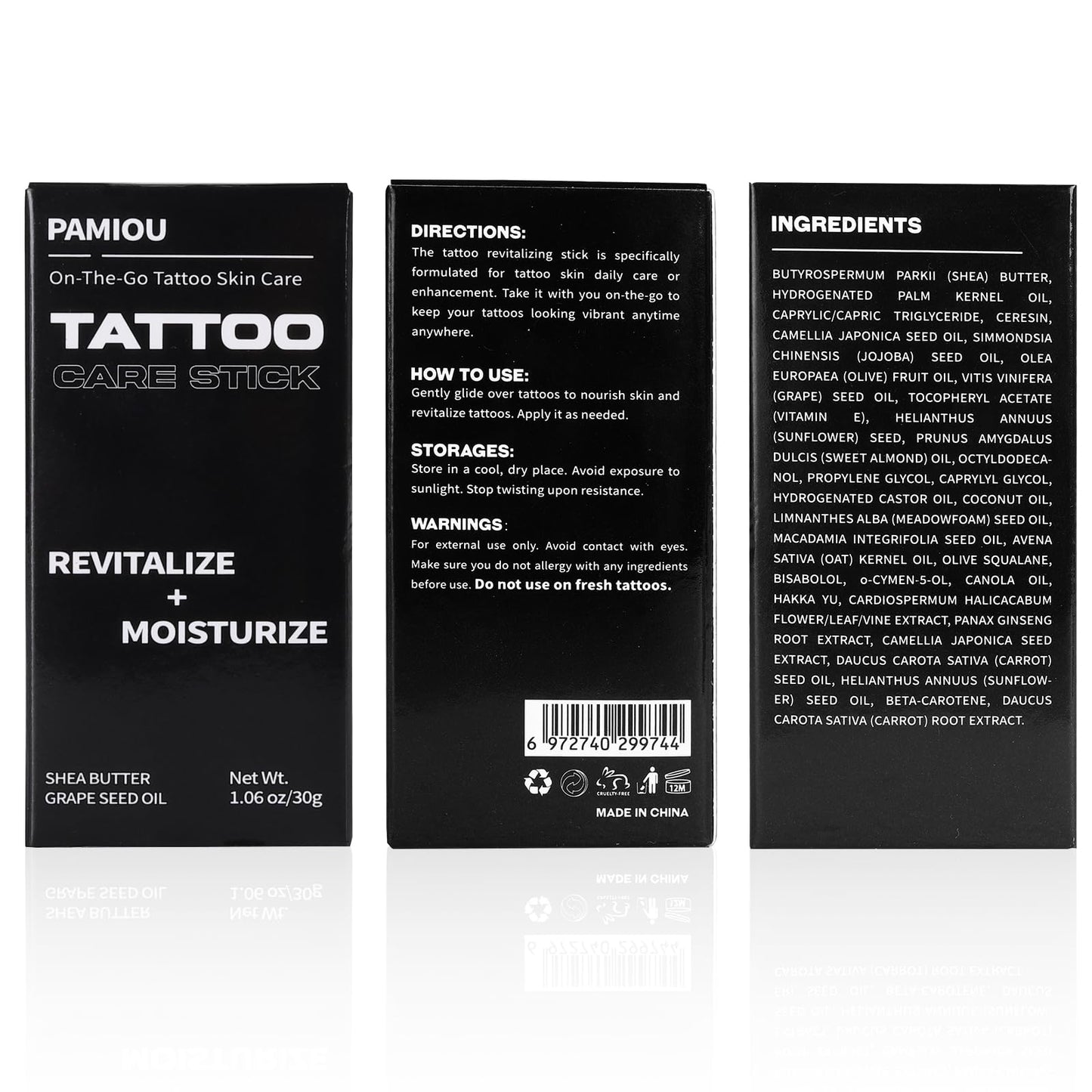 Pamiou Tattoo Aftercare Tattoo Butter Balm, On The Go Tattoo Care Stick, Portable Balm For Color Enhancement, Brightener & Moisturizer With Naturally Derived Ingredients - 1 oz