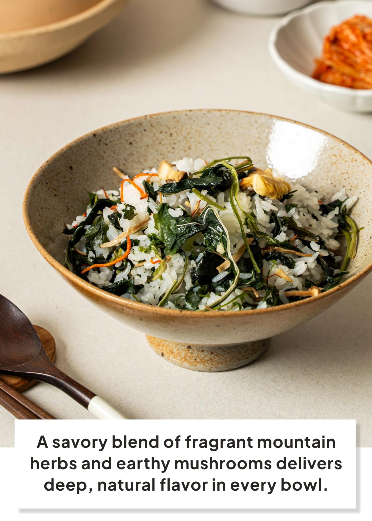 Korean Food Chwinamul Bibimbap Kit – 3-Pack Dried Wild Greens & Mushroom Mix (Chwinamul/Aster Leaf Herb, Bujikkaengi, Shiitake) – Vegan, Healthy, Ready-to-Cook, 취나물 비빔밥, 산나물, 건나물