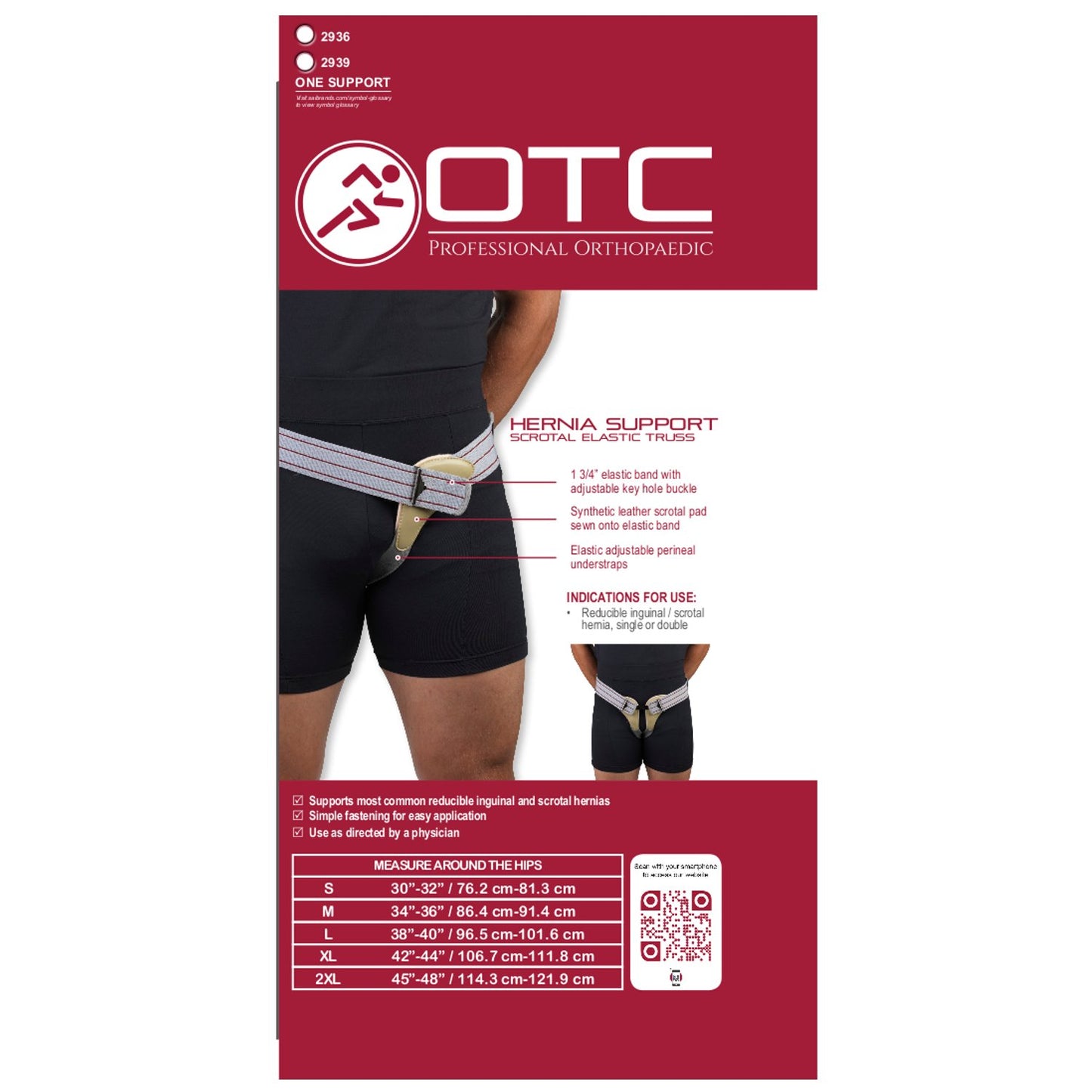 OTC Hernia Truss, Single Herniation, Inguinal Scrotal Treatment, Medium