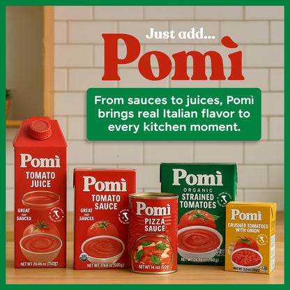 Pomì Crushed Tomatoes with Garlic 13.8oz (Pack of 12) - No Salt Added, No Additives or Preservatives, GMO-Free, Gluten-Free, Made from 100% Fresh Italian Tomatoes, BPA-Free
