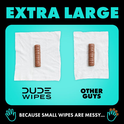 DUDE Wipes Mint Chill Travel Wipes - 6 Packs of 18 (108 Count) - Extra-Large Adult Flushable Wipes - Infused with Tea Tree Oil, Vitamin E, and Aloe - Septic and Sewer Safe