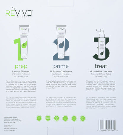REVIV3 Procare 30 Day Trial Kit - 3-Part System for Fine and Thinning Hair - Sulfate and Paraben Free - Leave-In Hair Treatment Shampoo and Conditioner - Thinning Hair Treatment for Men and Women