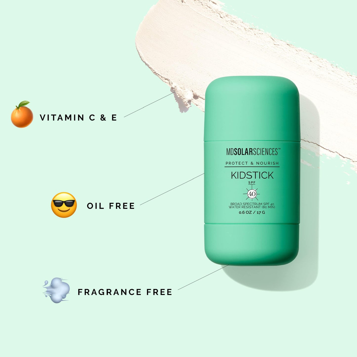 MDSolarSciences Mineral KidStick SPF 40 | Gentle Sunscreen Stick for Kids | Zinc Oxide, Vitamins C & E | Easy Glide On, Broad-Spectrum, Fragrance-Free, Mess-Free Sun Protection | 0.6 oz