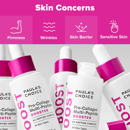 Paula’s Choice Pro-Collagen Multi-Peptide Booster Face Serum for Wrinkles, Serum for Face Supports Collagen Production with Plumping Hyaluronic Acid & Amino Acids, Fragrance-Free, 0.67oz