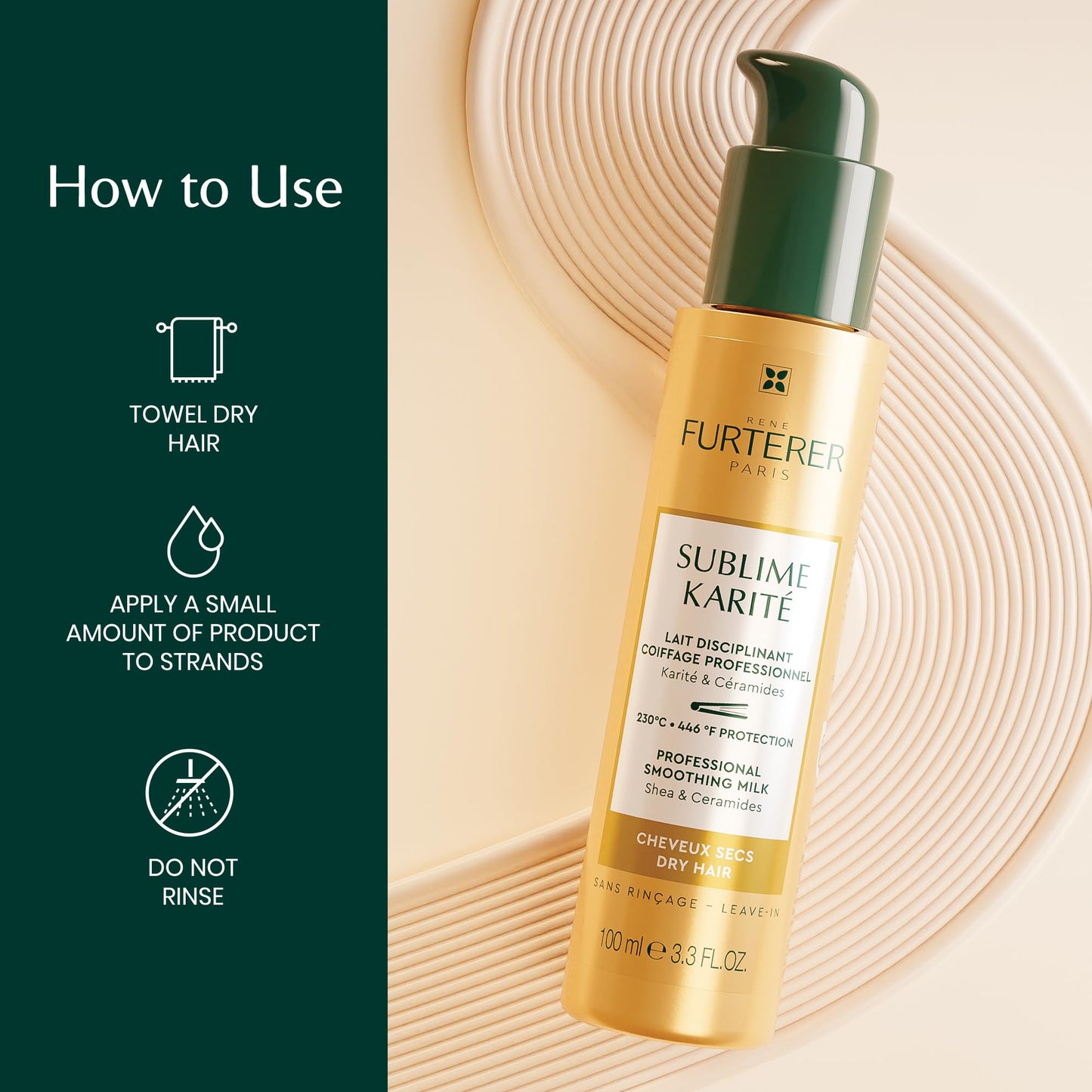 René Furterer Sublime Karité Professional Smoothing Milk - Shea butter, Ylang-Ylang Essential Oil & Ceramides 3.3 fl oz.