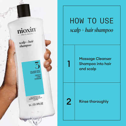 Nioxin Shampoo & Conditioner Liter Duo Sets | Prepacks with Pumps Included | Systems 1-4 | For Natural, Colored, & Damaged Hair with Light to Progressed Thinning | Strengthen & Boost Hair Density