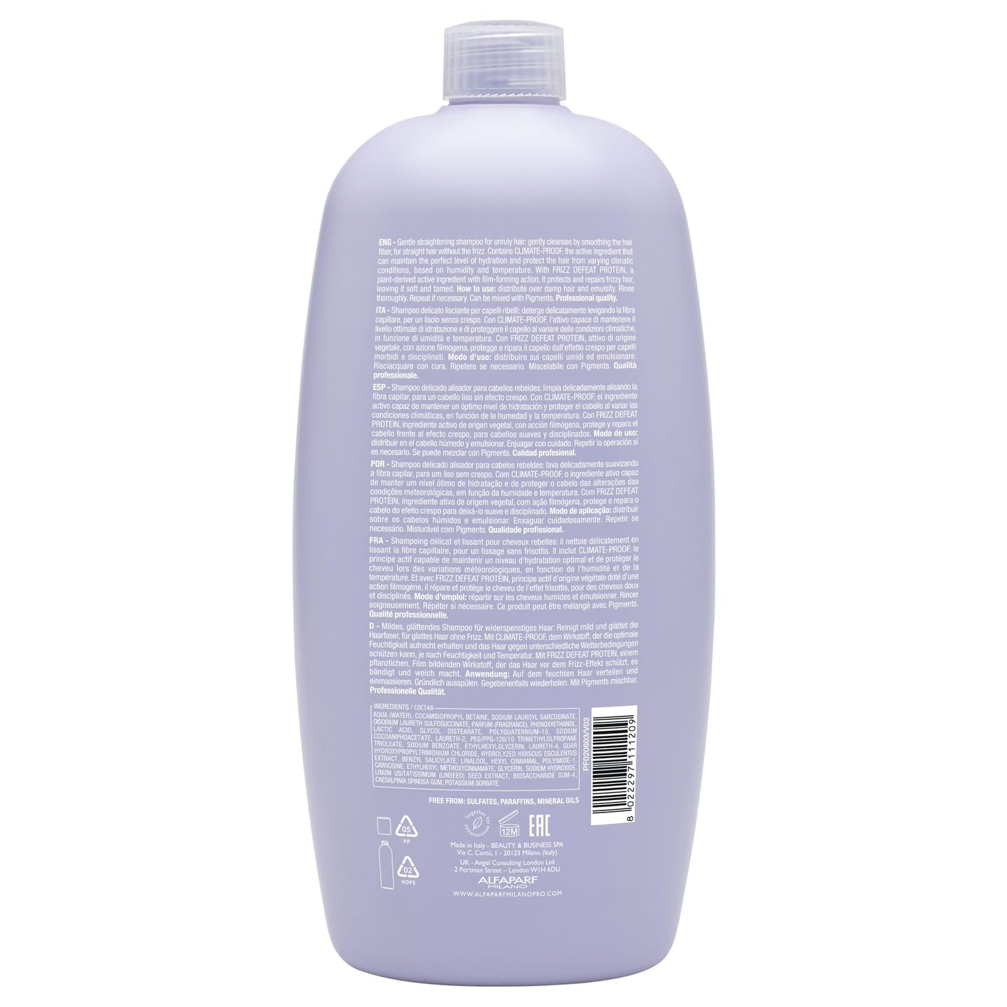 Alfaparf Milano Semi Di Lino Smooth Conditioner for Frizzy and Rebel Hair - All Soft Detangling Conditioner with Flax Seed for Humidity Control - Anti Frizz & Hair Straightening Treatment