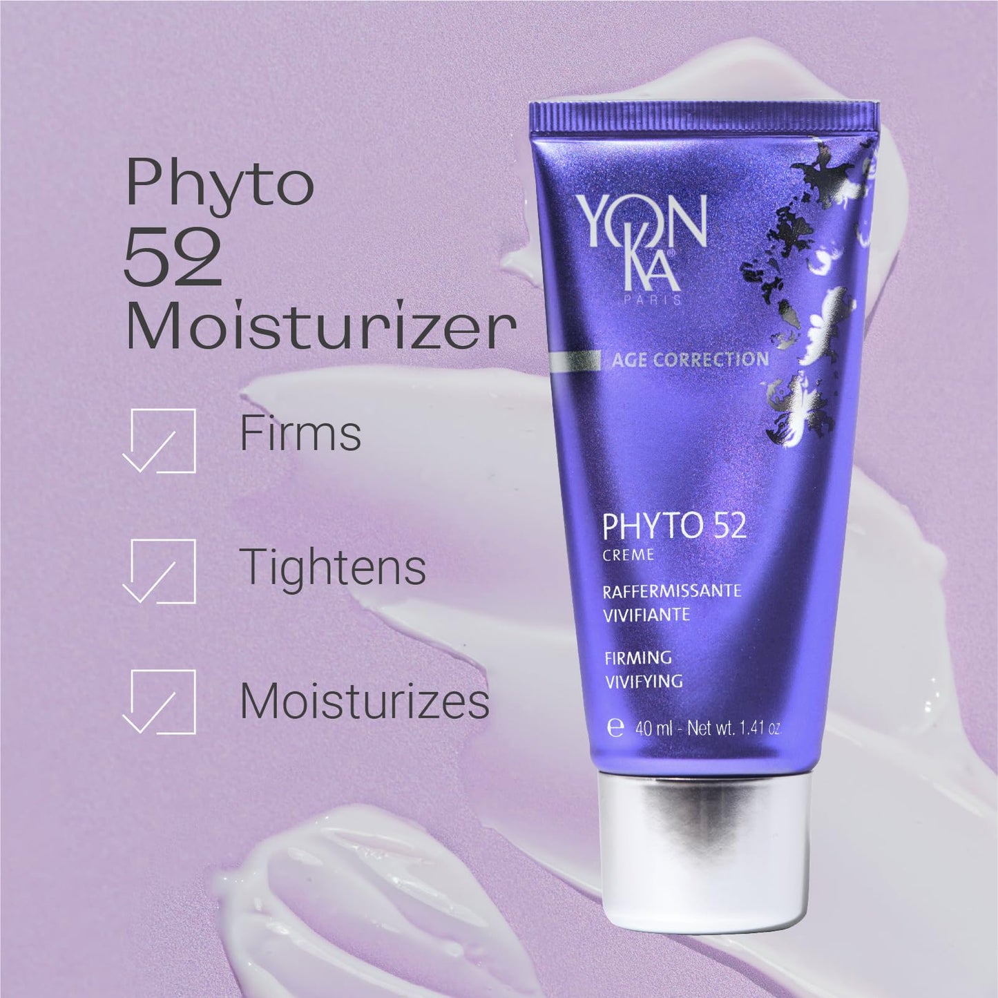 Yon-Ka Phyto 52 Skin Firming Cream | Anti-Aging Facial Moisturizer and Night Creme | Tighten Skin and Reduce the Look of Pores with Vitamin E | Paraben-Free | 1.41 oz