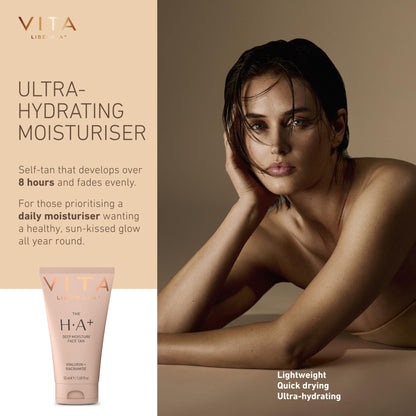 VITA LIBERATA Face Tanning Moisturizer 1.69 fl oz with Hyaluronic Acid & Niacinamide - Nourishing, Ultra Hydrating Moisturizer, For a Sun-Kissed, Radiant Glow, Customizable Tan, Fades Evenly