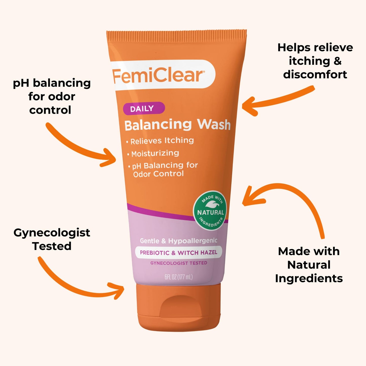FemiClear Feminine Care Wash for Itching & Irritated Skin, (BV) Symptoms - Vaginal Ointment for Fishy Odor, Homeopathic Feminine Care, PH Balance for Women