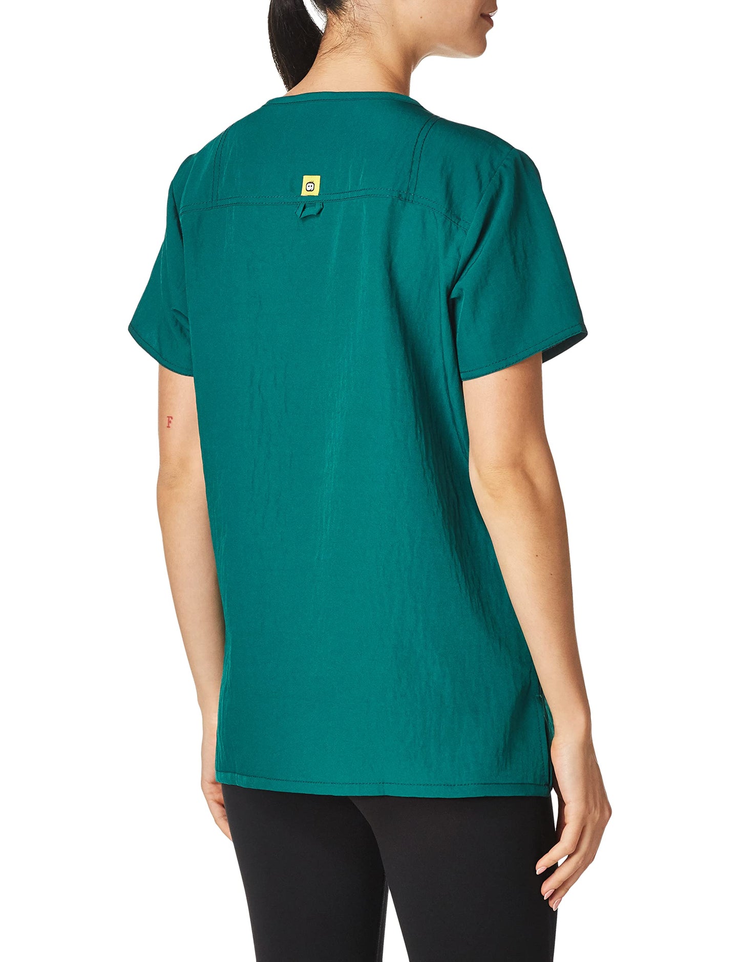 WonderWink Women's Scrubs Four Way Stretch Sporty V-Neck Top, Hunter Green, Large