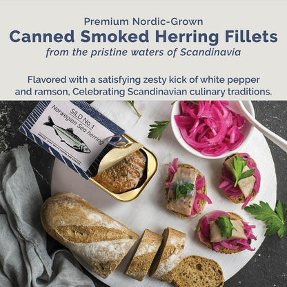 Fangst Smoked Herring | Canned Nordic Herring with White Pepper and Ramson | 1 x 100g Can