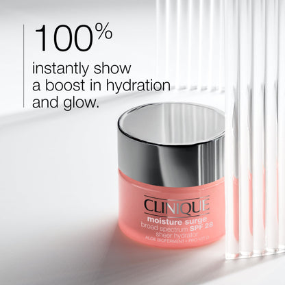 Clinique Moisture Surge Broad Spectrum SPF 28 Sheer Hydrator Face Moisturizer With Hyaluronic Acid, Aloe Bioferment + Provitamin D | Hydrating + Protecting